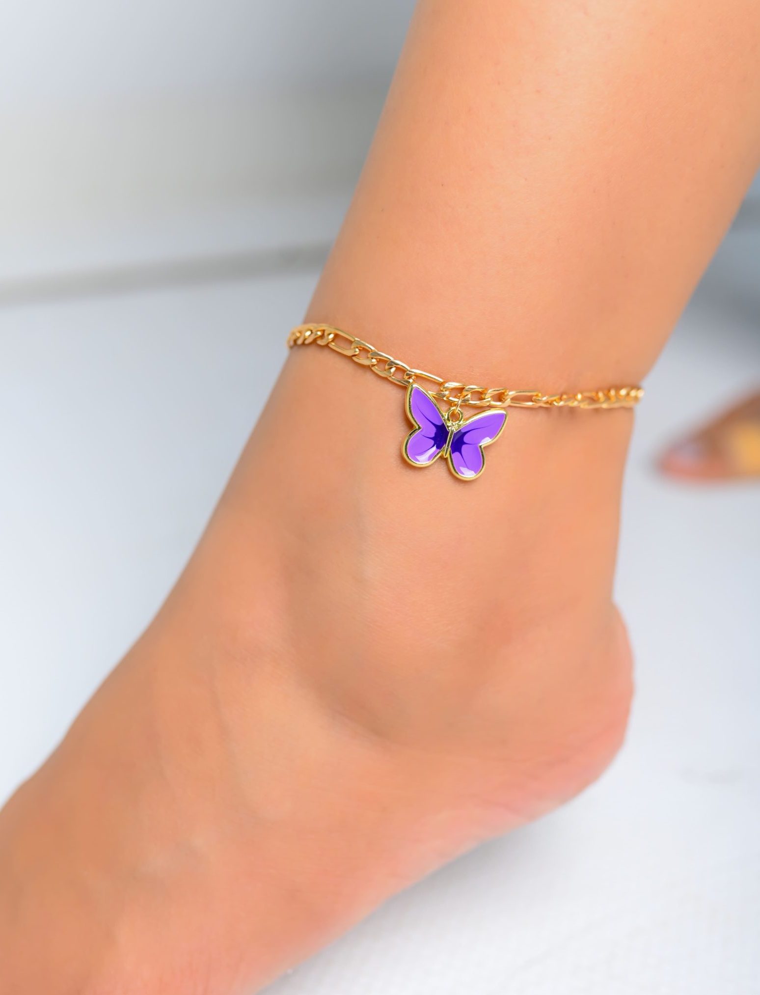 Purple Butterfly Anklet